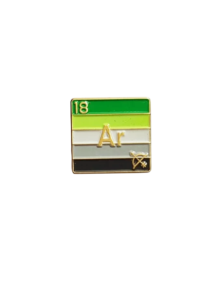 Queer Chemistry Aromantic Pin Detail