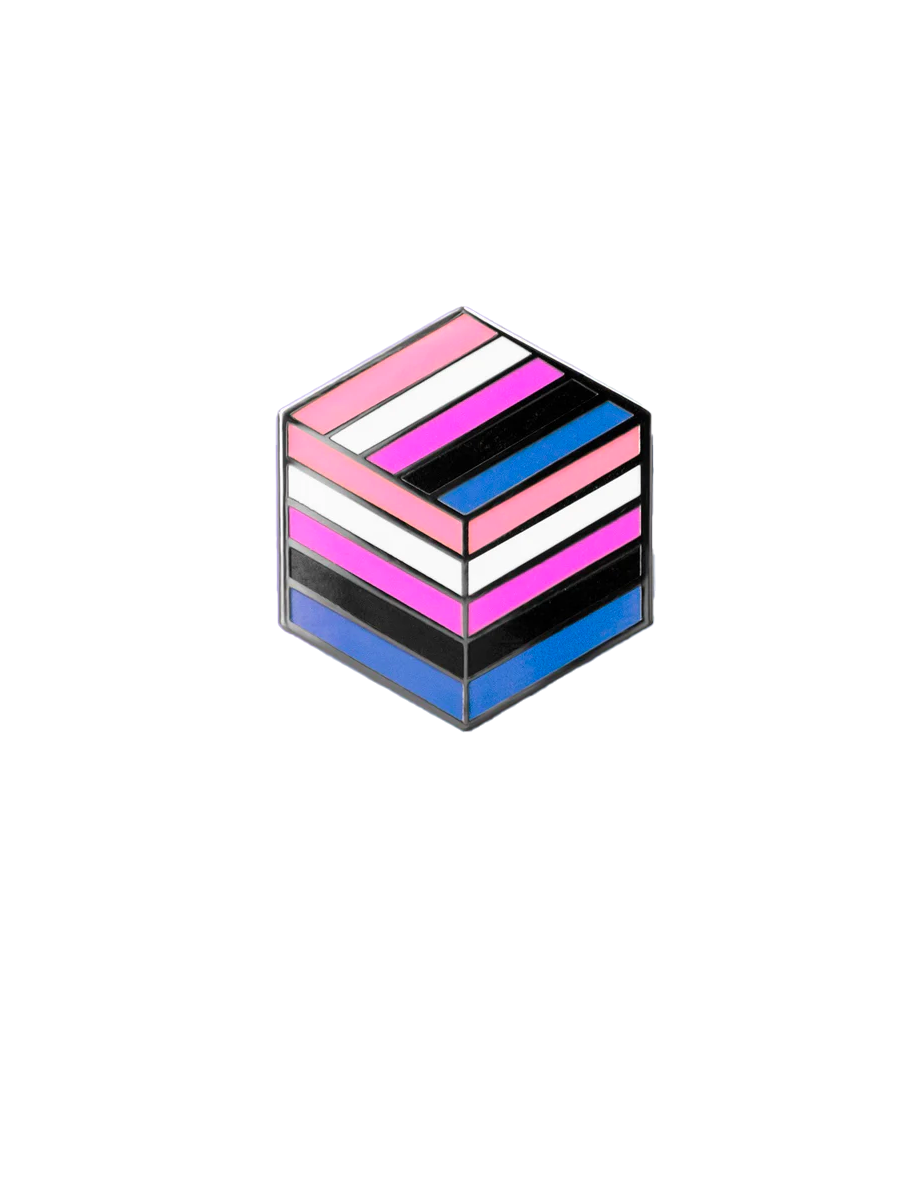 Proud Zebra Genderfluid Cube Pin