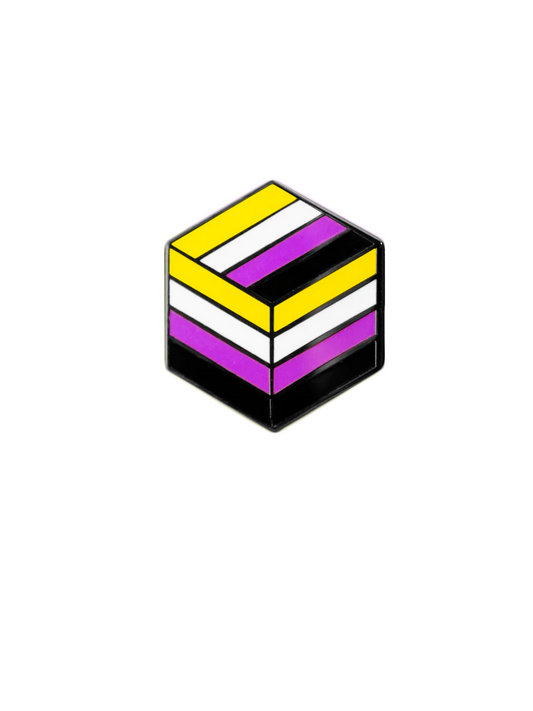 Proud Zebra Non-Binary Cube Pin